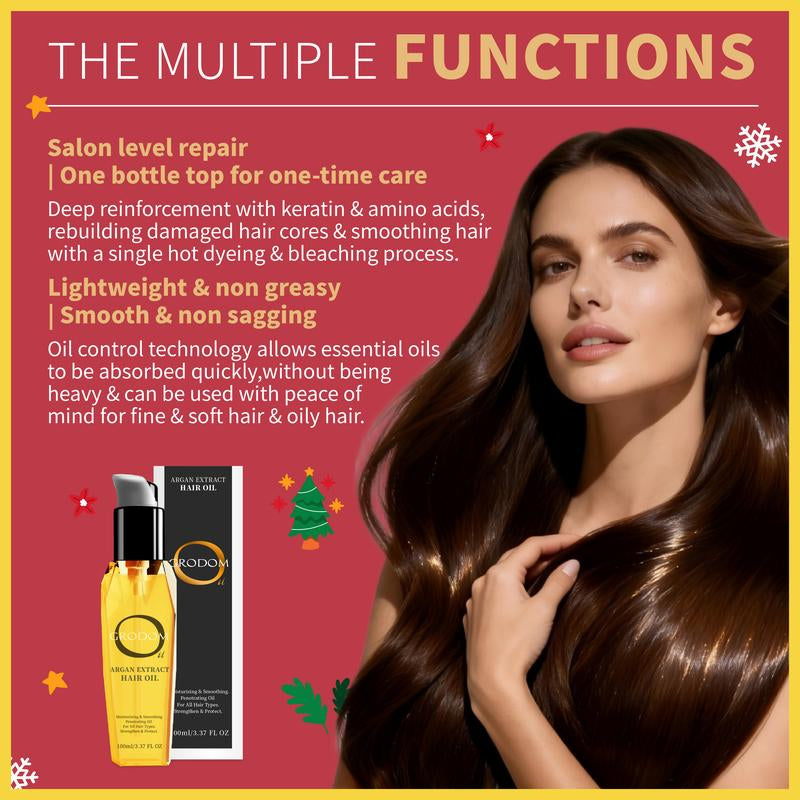 Transform Your Hair with GRODOM Argan & Coconut Hair Oil - 100ML Lightweight Serum for Smooth, Shiny Locks & Reduced Hair Loss