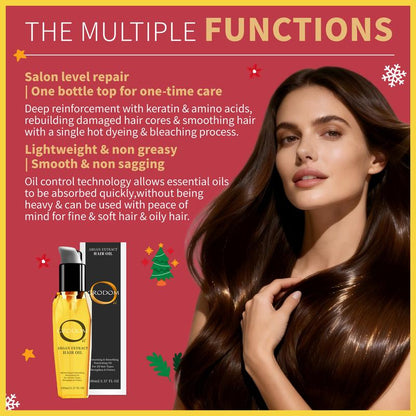 Transform Your Hair with GRODOM Argan & Coconut Hair Oil - 100ML Lightweight Serum for Smooth, Shiny Locks & Reduced Hair Loss